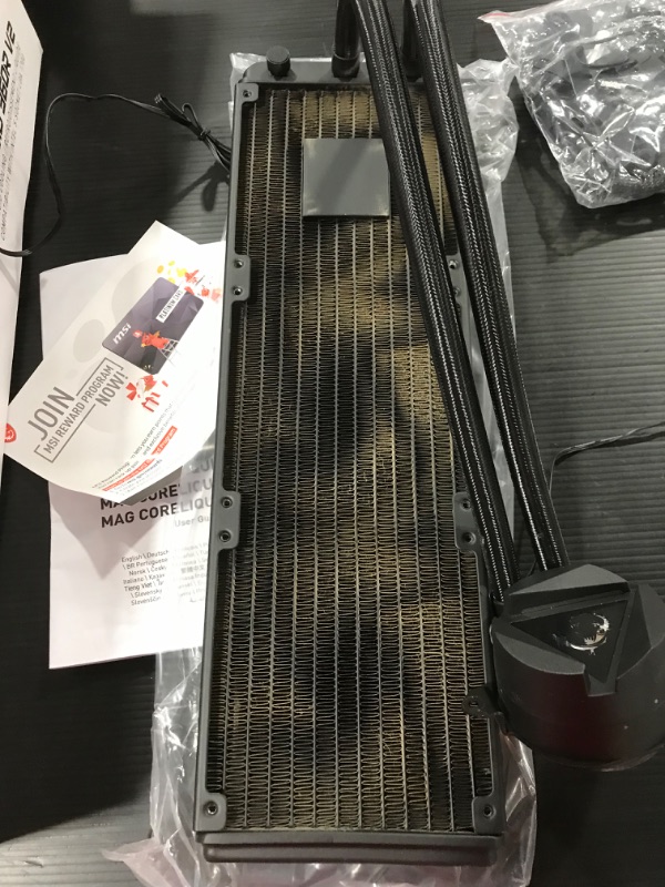 Photo 1 of MSI MAG CoreLiquid 360R V2 - AIO ARGB CPU Liquid Cooler - Rotating Cap Design - LGA 1700 Ready - 360mm Radiator - Triple 120mm RGB PWM Fans