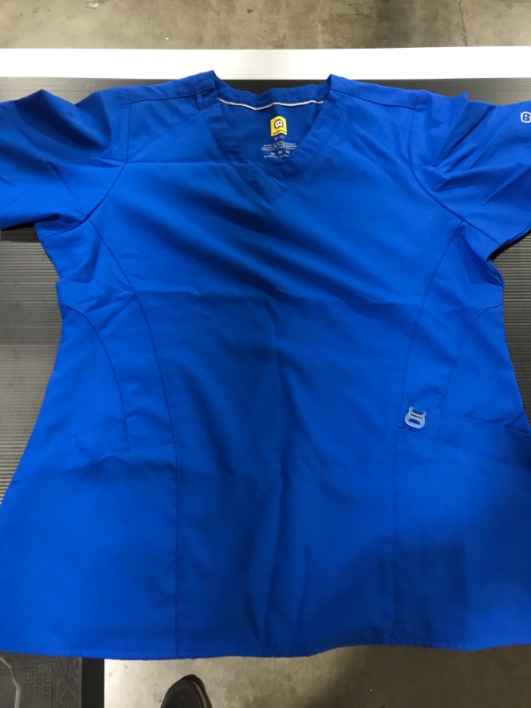 Photo 2 of [Size M] WonderWink 'Women's Basic V-Neck Top' Scrub Top [Royal Blue]