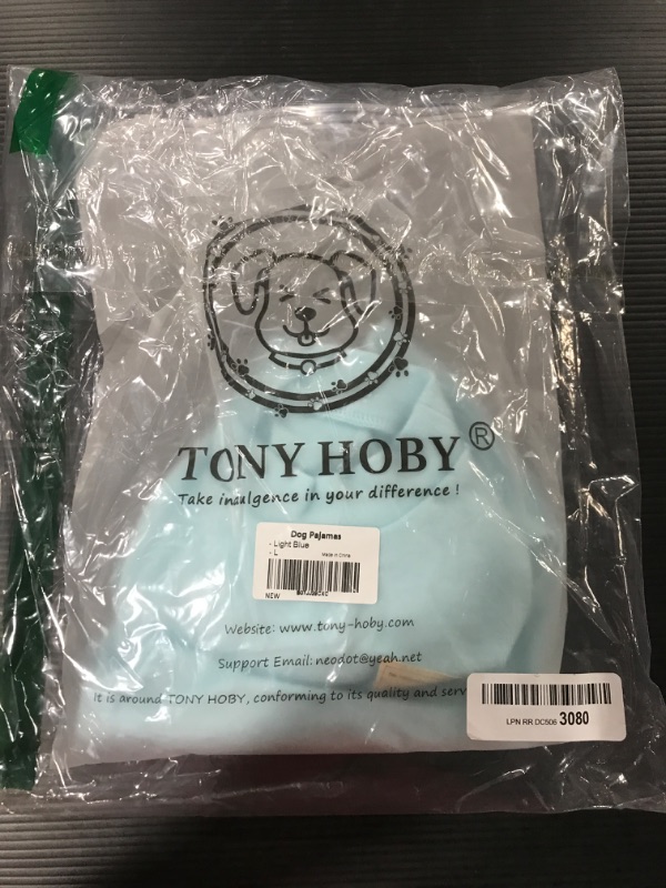 Photo 2 of [Size L] TONY HOBY Dog Pajamas [Light Blue]