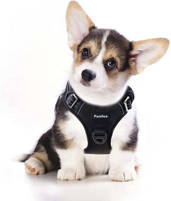 Photo 1 of [Size S] Funfox Small Dog Harness No Pull, Adjustable Dog Vest for Easy Walking [Black]