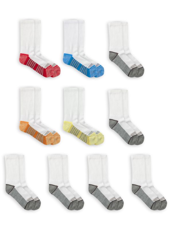 Photo 1 of [Size L] Fruit of the Loom Boys' Crew Socks (10 Pack)