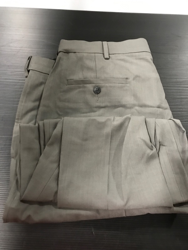 Photo 2 of [Size 42x32] Haggar Men's Eclo Stria Expandable-Waist Flat Front Dress Pant [Grey]