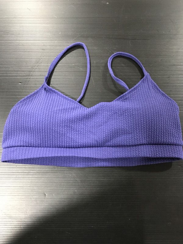 Photo 2 of [Size L] Lilosy High Waisted Tummy Control Ribbed Bikini Crop Top Brazilian Swimsuit Set 2 Piece [Blue]