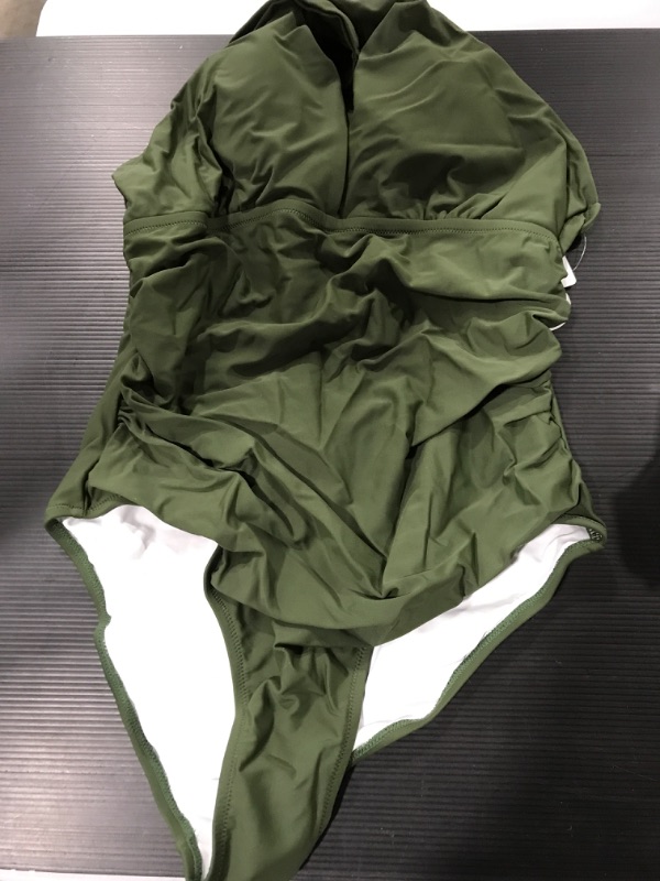 Photo 1 of [Size L] Women's 1 Piece Cross back Swimsuit [Army Green]