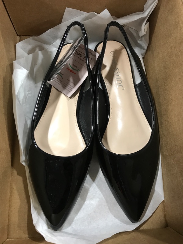 Photo 2 of [Size 10] MUSSHOE Flats Shoes Women Slingback Pointed Toe Comfort Womens Flats with Bow [Black]