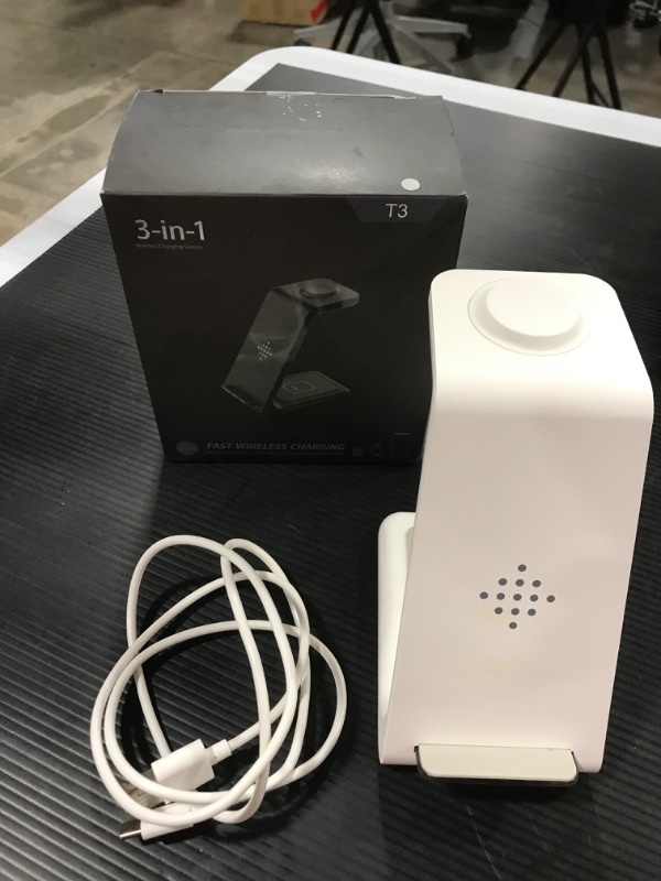 Photo 2 of Wireless Charging Station for iPhone 13/12/11 Pro Max/X/Xs Max/8/8 Plus, AirPods 3/2/pro, iWatch Series 7/6/5/SE/4/3/2, and Samsung Phones