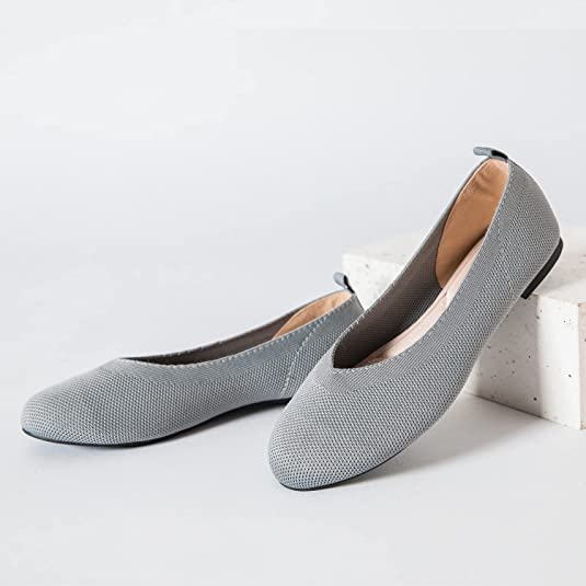 Photo 1 of [Size 9] Veittes Women's Flat Shoes, Round Toe Comfortable Breathable Shoes Ballet Flats.[grey]