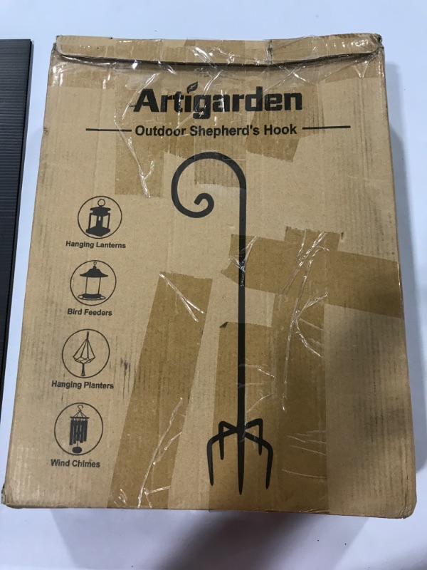 Photo 2 of Artigarden Outdoor Shepherd Hooks 108 inch Tall for Bird Feeder (2 Packs) Bright Black