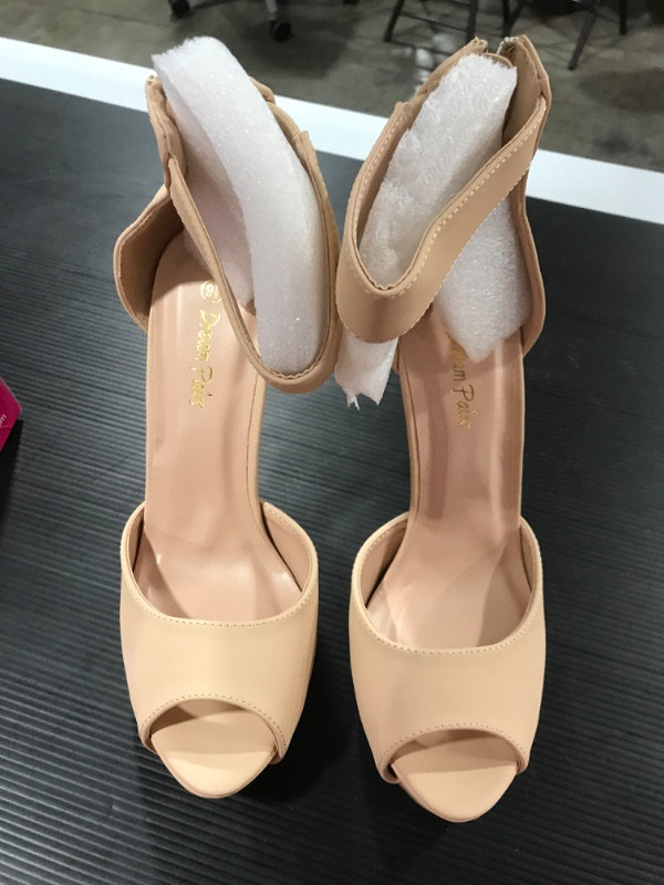 Photo 2 of [Size 9.5] DREAM PAIRS Women's Swan-05 High Heel Platform Dress Pump Shoes [Nude]