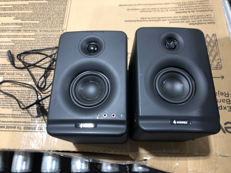 Photo 2 of Donner Studio Monitors 3" Near Field Studio Monitors with CSR 5.0 Bluetooth, for Music Production, Live Streaming and Podcasting, 2-Pack Including Monitor Isolation Pads-New Version(Dyna3 Black) 3 inch