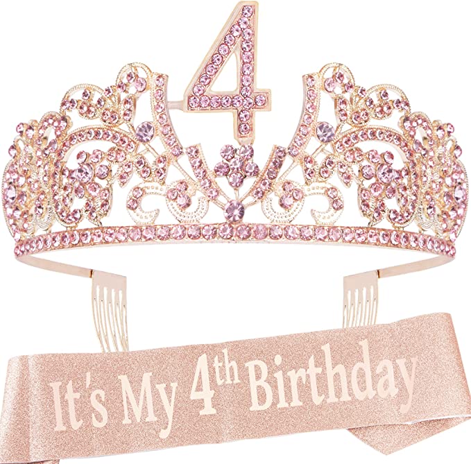 Photo 1 of  4th Birthday Tiara, 4th Birthday Crown, 4th Birthday Crown for Girls