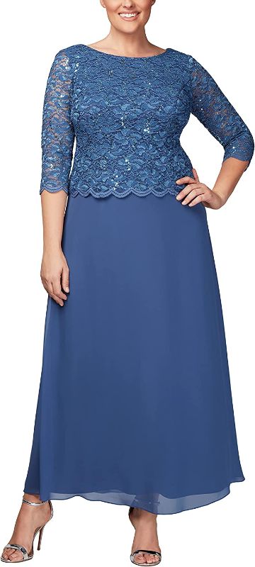 Photo 1 of Alex Evenings Women's Plus-Size Long Dress with Scalloped Trim (22W)