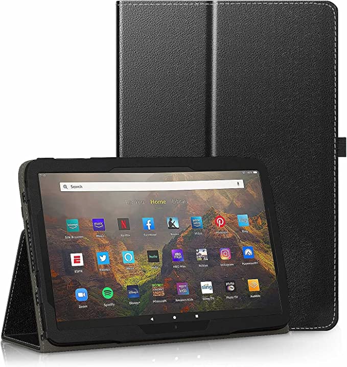 Photo 1 of Annapro Case for All-New Kindle Fire HD 10 Tablet (11th Generation 2021 Release) & HD 10 Plus Tablet 10.1" - Slim Folding Stand Folio Cover with Auto Wake/Sleep and Hand Strap, Black
