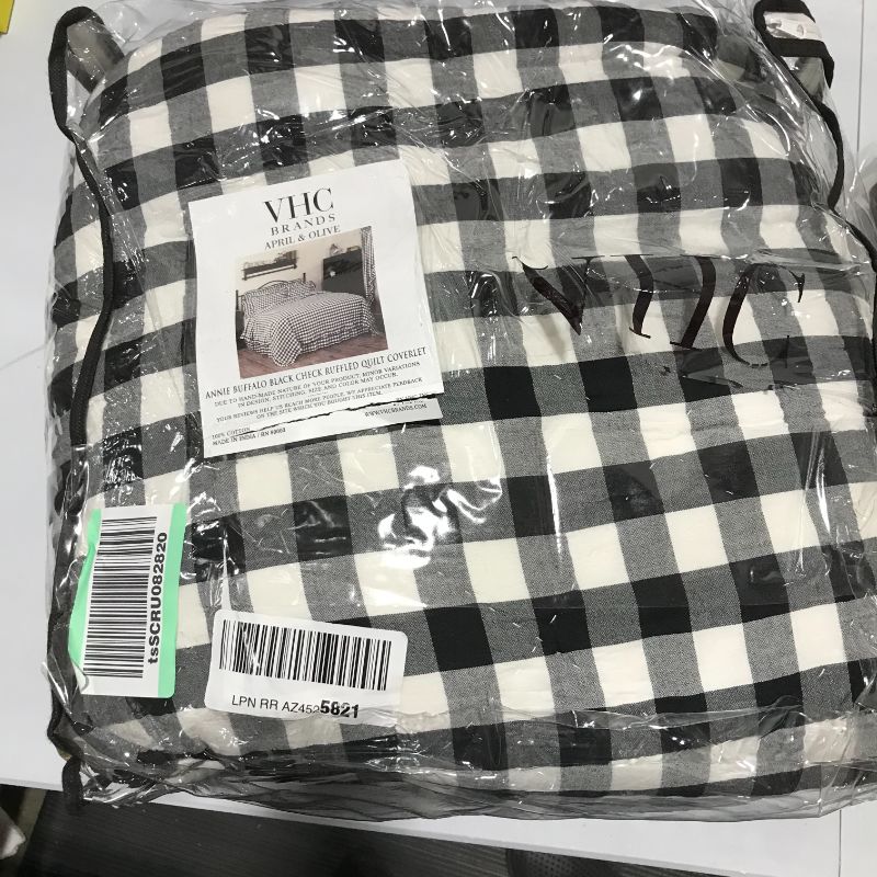 Photo 1 of Annie Buffalo Black Check - Ruffled - Farmhouse Quilt Coverlet - King