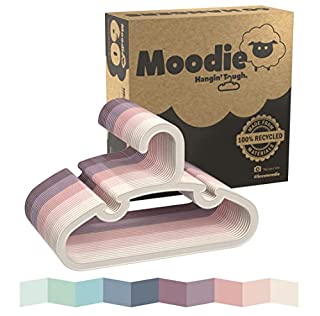 Photo 1 of New Moodie Recycled Plastic Kid Hangers | Durable Kids Plastic Hangers, Toddler Hangers Plastic, Large Childrens Hangers for Clothes | 60 Bulk Hanger Pack - Child Size (2 - 12yrs) (Sunset Pinks)