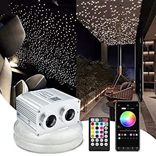 Photo 1 of 10W APP Controlled Car Use Fiber Optic Light Star Ceiling Kit Twinkle, LED RGBW Engine Driver with 28key RF Remote Control (900pcs*0.03in*9.8ft) 