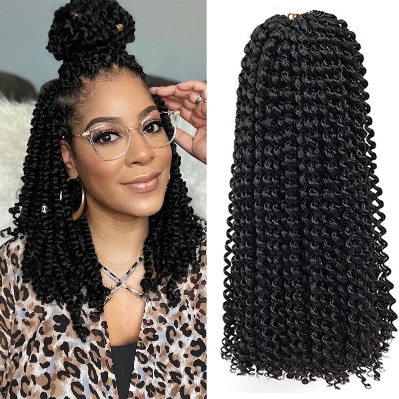 Photo 1 of 8 Packs Passion Twist Hair 12 Inch Water Wave Crochet Hair for Black Women Long Bohemian Crochet Braids Passion Twist Crochet Braiding Hair Extensions (1B)