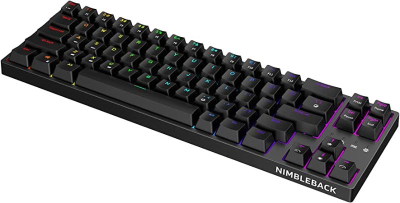 Photo 1 of LTC NB681 Nimbleback Wired 65% Mechanical Keyboard, RGB Backlit Ultra-Compact 68 Keys Gaming Keyboard with Hot-Swappable Switch and Stand-Alone Arrow/Control Keys (Hot Swappable Blue Switch, Black)