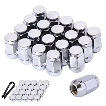 Photo 1 of 1/2x20 Lug Nuts 1/2-20 Chrome Lug Nuts 19mm (3/4") Hex 1.38" Long Set of 20 Acorn Lug Nuts Wheel Lug Nut Fit for Jeep Wrangler JK Jeep Grand Cherokee etc