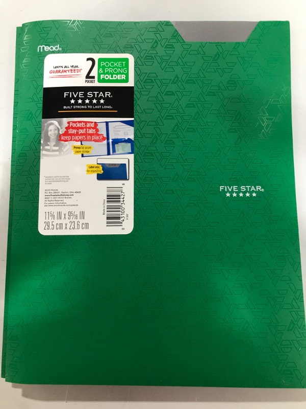 Photo 1 of Green Five Star Pocket and Prong Folders  **BOX OF 24 FOLDERS