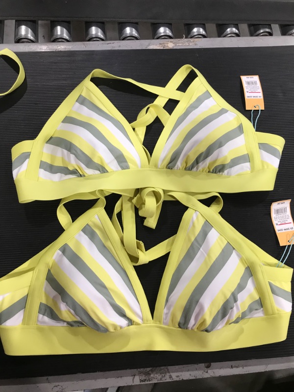 Photo 2 of  TWO Women's Triangle Bikini Top - Kona Sol™ Yellow SIZE:2X