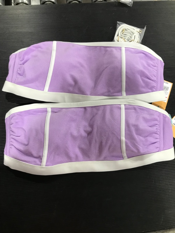 Photo 2 of  two Women's Terry Textured Solid Bandeau with Binding Bikini Top - Kona Sol™ Amethyst