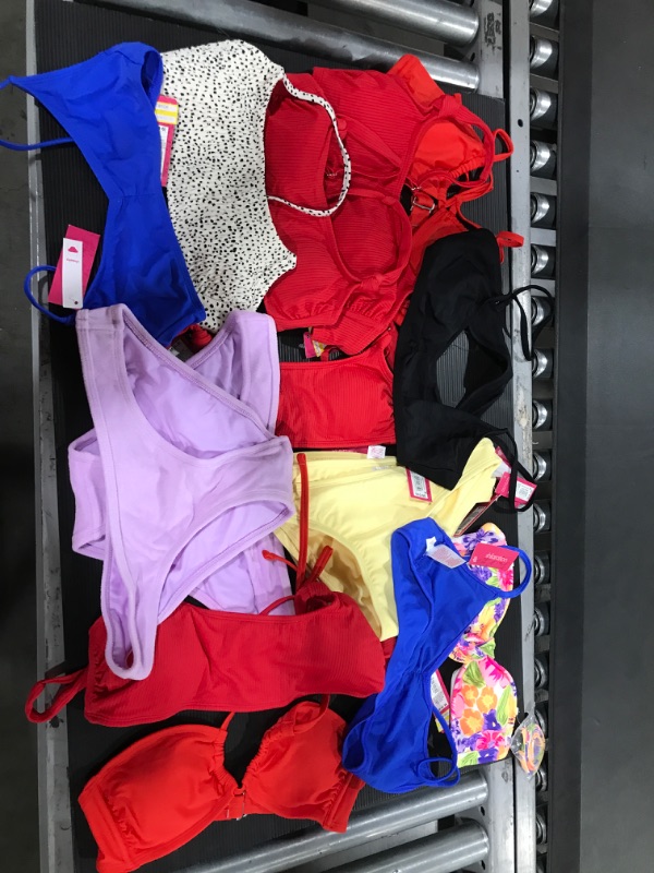 Photo 1 of A box lot of miscellaneous bathing suits, 2 pieces, SIZES VARY THROUGHOUT ITEMS