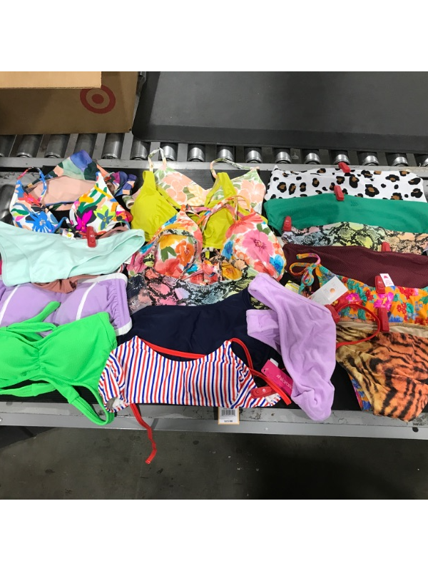 Photo 1 of A miscellaneous bag of women's swim suits. Containing 2 pieces. SIZES VARY. Some items still have red sensor tag. 