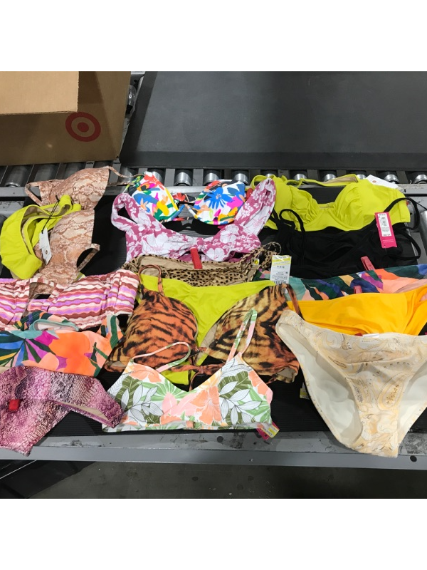 Photo 1 of A miscellaneous bag of women's swim suits. Containing 2 pieces. SIZES VARY. Some items still have red sensor tag. 