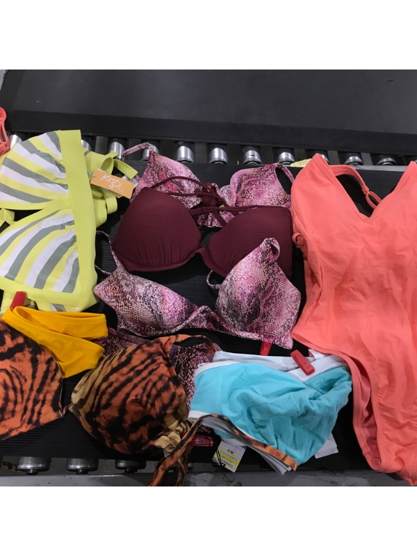 Photo 1 of A lot box of women's swimming suits. Mainly has 2 piece swimsuits. SIZES VARY THROUGHOUT BOX. 