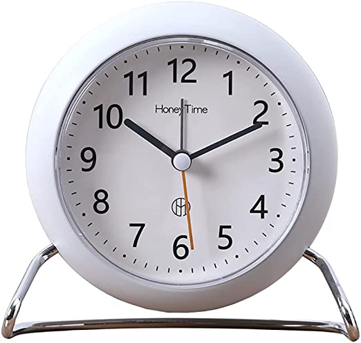 Photo 1 of 4 Inch Round Non-Ticking Alarm Clock, Battery Operated, Light Emitting Function, Super Silent Alarm Clock, Simple and Stylish Design for Desk/Bedroom (Navy)
