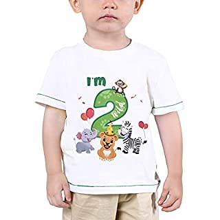 Photo 1 of Baby Boy 2nd Birthday T-Shirt - I’m Two Wild 2 Jungle Animals Birthday Top Tee Two Years Old Jungle Birthday Party 100% Cotton Printed Short Sleeve T Shirt Gift (White, 2T)