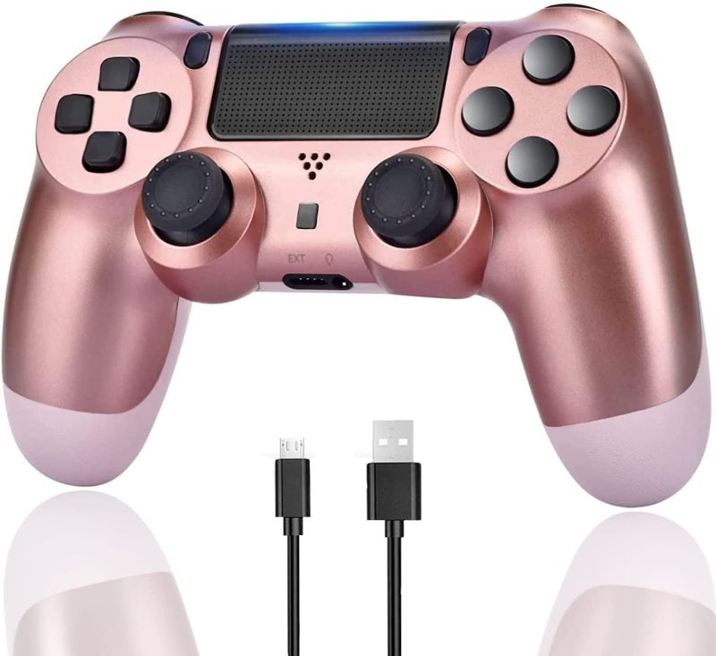 Photo 1 of Game Wireless Controller Works with PS4 Controller, ATISTAK Pink Playstation 4 Controller Remote Compatible with PS4 System (Rose Gold)