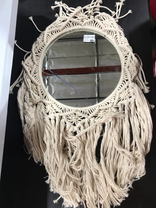 Photo 2 of 18" x 28" Round Macrame Woven Cotton Wall Art