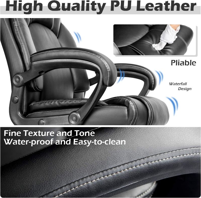 Photo 3 of OUTFINE Office Chair Executive Office Chair Desk Chair Computer Chair with Ergonomic Support Tilting Function Upholstered in Leather https://a.co/d/1bPOFyH