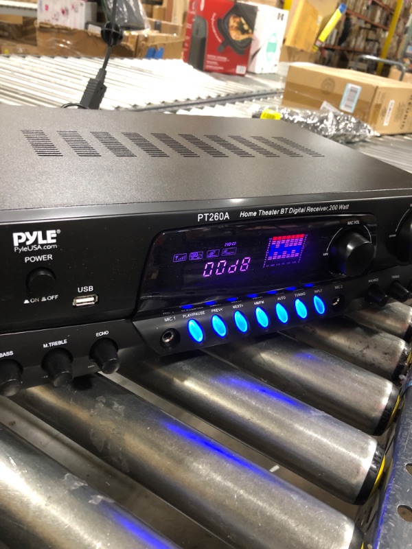 Photo 3 of Pyle 200W Home Audio Power Amplifier - Stereo Receiver w/ AM FM Tuner, 2 Microphone Input w/ Echo for Karaoke, Great Addition to Your Home Entertainment Speaker System - PT260A , Black , 17 inches