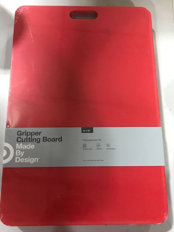 Photo 1 of 12"x18" Gripper Poly Cutting Board Red - Made by Design™
