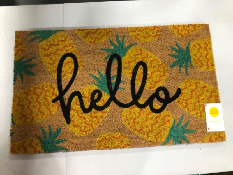 Photo 2 of 16x26 Hello Pineapples Doormat Yellow - Sun Squad