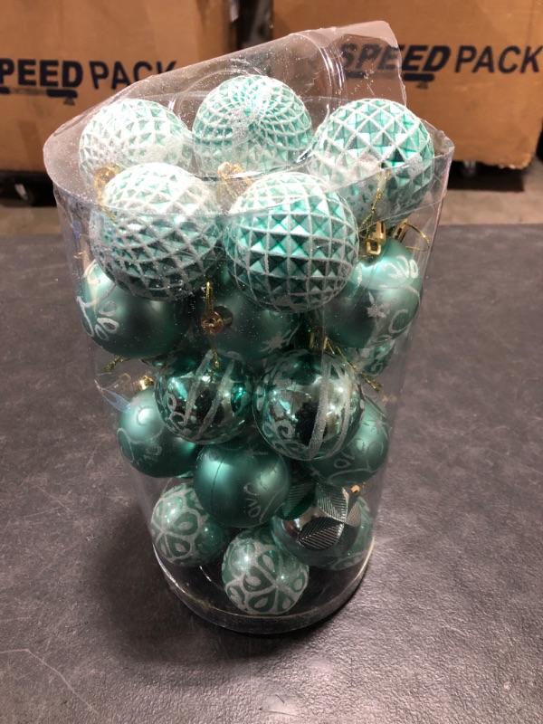 Photo 2 of 30ct 2.36" Christmas Ball Ornaments, Christmas Tree Decoration, Plastic Shatterproof Hanging Ball, Fits for Party, Holiday and Home Decor, Mint Green