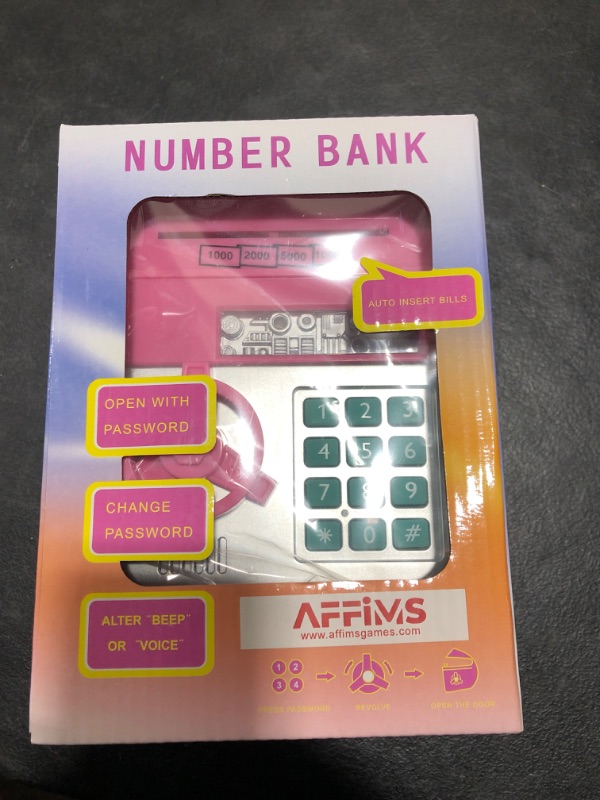 Photo 2 of AFFIMS Electronic Piggy Bank, Birthday Toys Gifts for 4 5 6 7 8 9 10 Year Old Boys Girls, Electronic Real Money Coin ATM Machine, Large Saving Bank Safe Lock Box, Kids Kawaii Cute Stuff (RED) (Pink) 