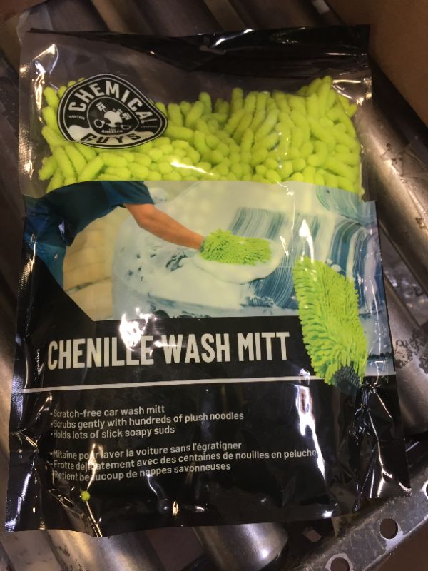 Photo 3 of Chemical Guys MIC493 Chenille Premium Scratch-Free Microfiber Wash Mitt, Lime Green, 9.6" x 2.3" x 7" Lime Green (New Version) Standard