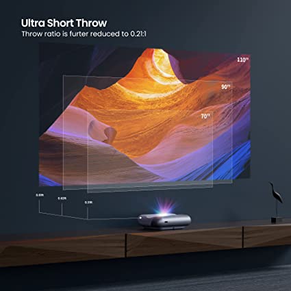 Photo 2 of JMGO O1 Ultra Short Throw Projector, 1080P Projector 800 ANSI Lumens,2022 World Cup Short Throw Projector, Dynaudio Speakers, Auto Focus,Auto Keystone Correction, JMGO O1 Projector for Home Theater