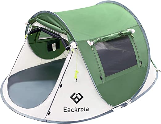 Photo 1 of Eackrola 2/4-Person-Tent, Instant Pop up Tent for Camping, Easy Setup Beach Tent Sun Shelter - Ventilated Mesh Windows, Water Resistant, Carry Bag Included(FACTORY SEALED)