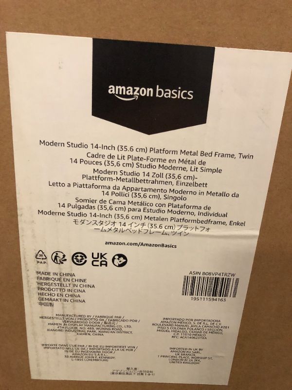 Photo 1 of Amazon Basics Modern Studio 14-Inch Platform Metal Bed Frame, Twin