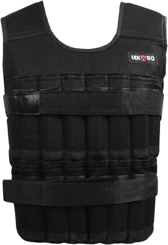 Photo 2 of Adjustable Weighted Vest 44LB Workout Weight Vest Training Fitness Weighted Jacket for Man Woman (Included 96 Steel Plates Weights)
