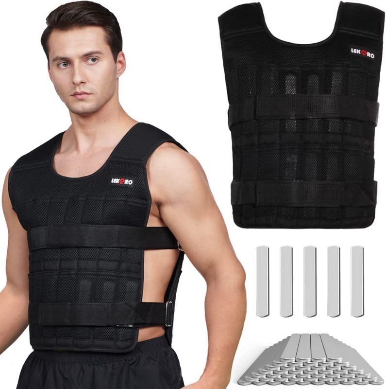 Photo 1 of Adjustable Weighted Vest 44LB Workout Weight Vest Training Fitness Weighted Jacket for Man Woman (Included 96 Steel Plates Weights)
