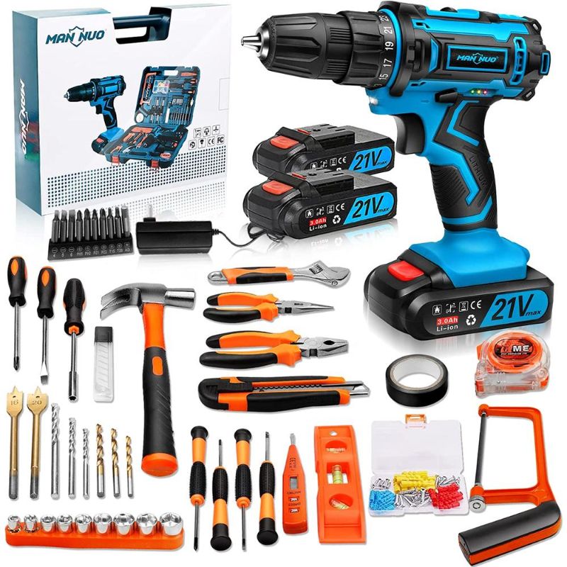 Photo 1 of AGMBOK Cordless Drill Power Set, 21V Cordless Drill Set - OUT OF BOX USED, AND THE HANDLE IS CRACKED 