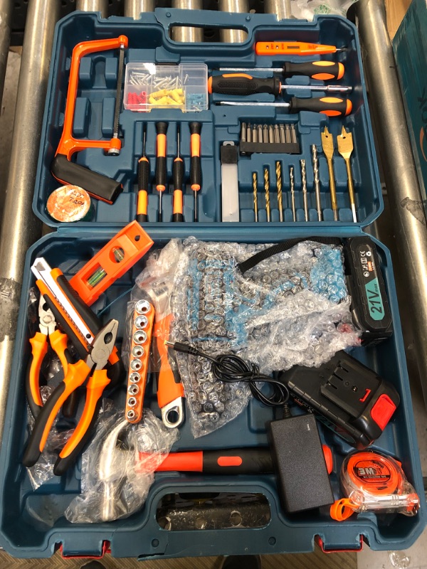 Photo 1 of AGMBOK Cordless Drill Power Set, 21V Cordless Drill Set - OUT OF BOX USED, AND THE HANDLE IS CRACKED 