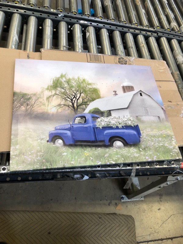 Photo 1 of 18x23.5 Picture blue truck farm house