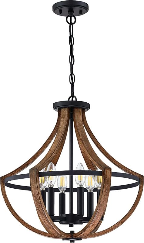 Photo 1 of Dolaimi House 6 Light Modern Farmhouse Hanging Pendant Lighting Rustic Semi Flush Mount Ceiling Light Fixture Black Finish,Adjustable Chain Chandelier for Hallway Dining Room Kitchen Island Bedroom